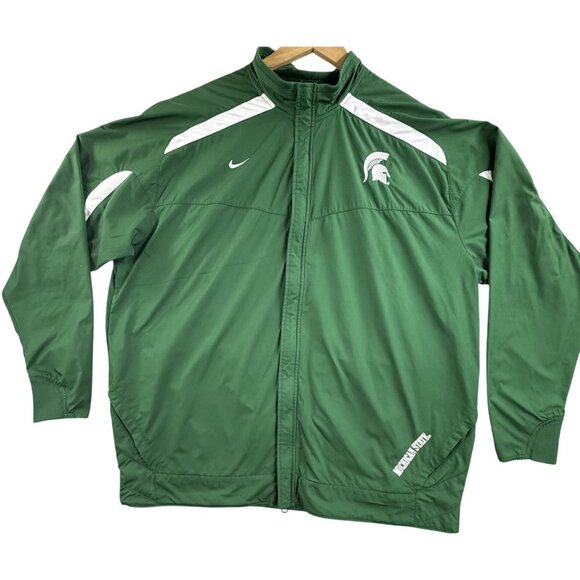 Nike Other - Michigan State Spartans Jacket Men XL Green NCAA Football Nike Storm Fit Zip Y2K